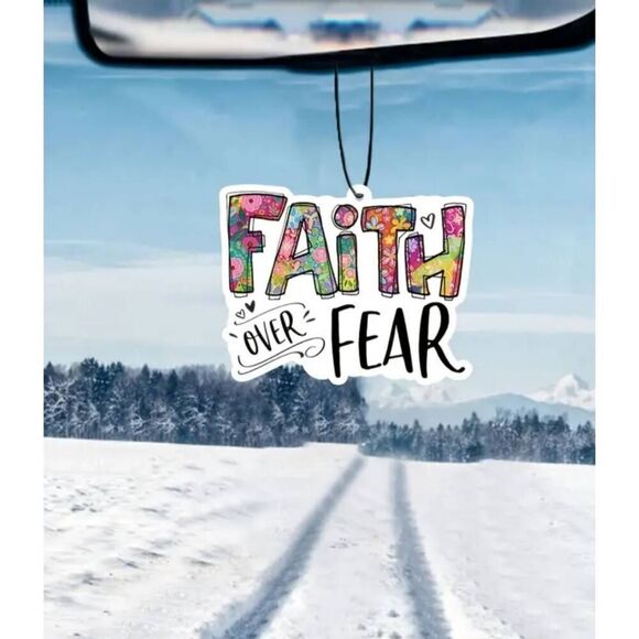 Faith Over Fear Car Mirror Ornament - Brand New - Picture 1 of 6